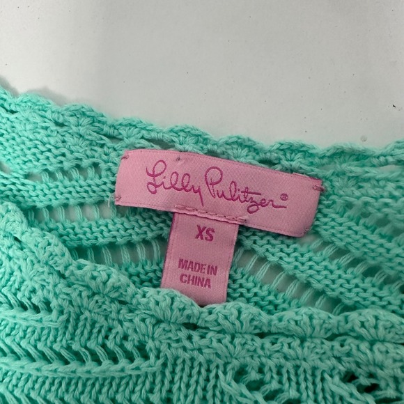 Lilly Pulitzer teal Crochet Knit‎ Swim Cover Up Dress XS - Picture 7 of 7